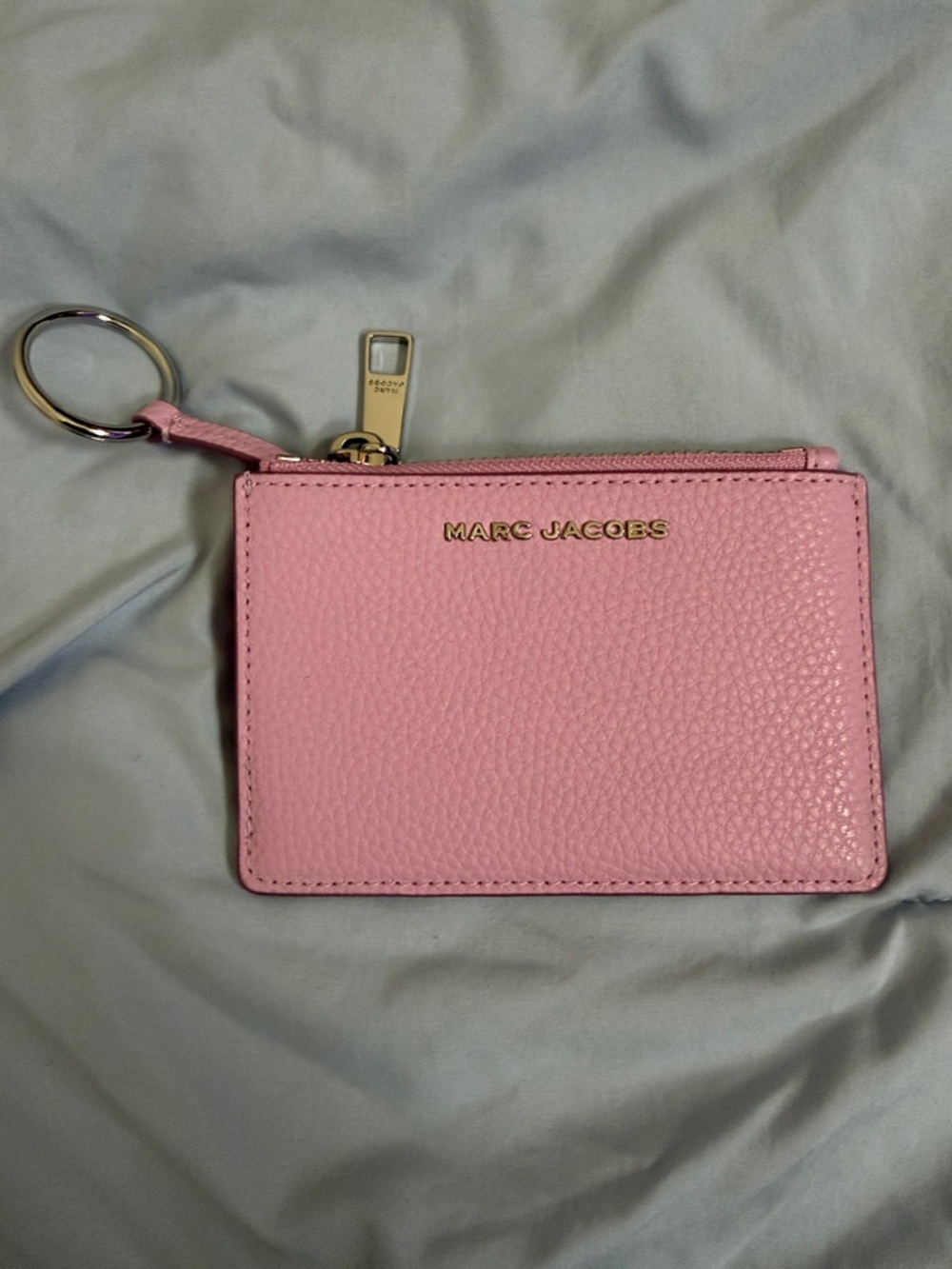 Marc Jacobs Pink Pebbled Leather Key & Card Pouch with Key Ring